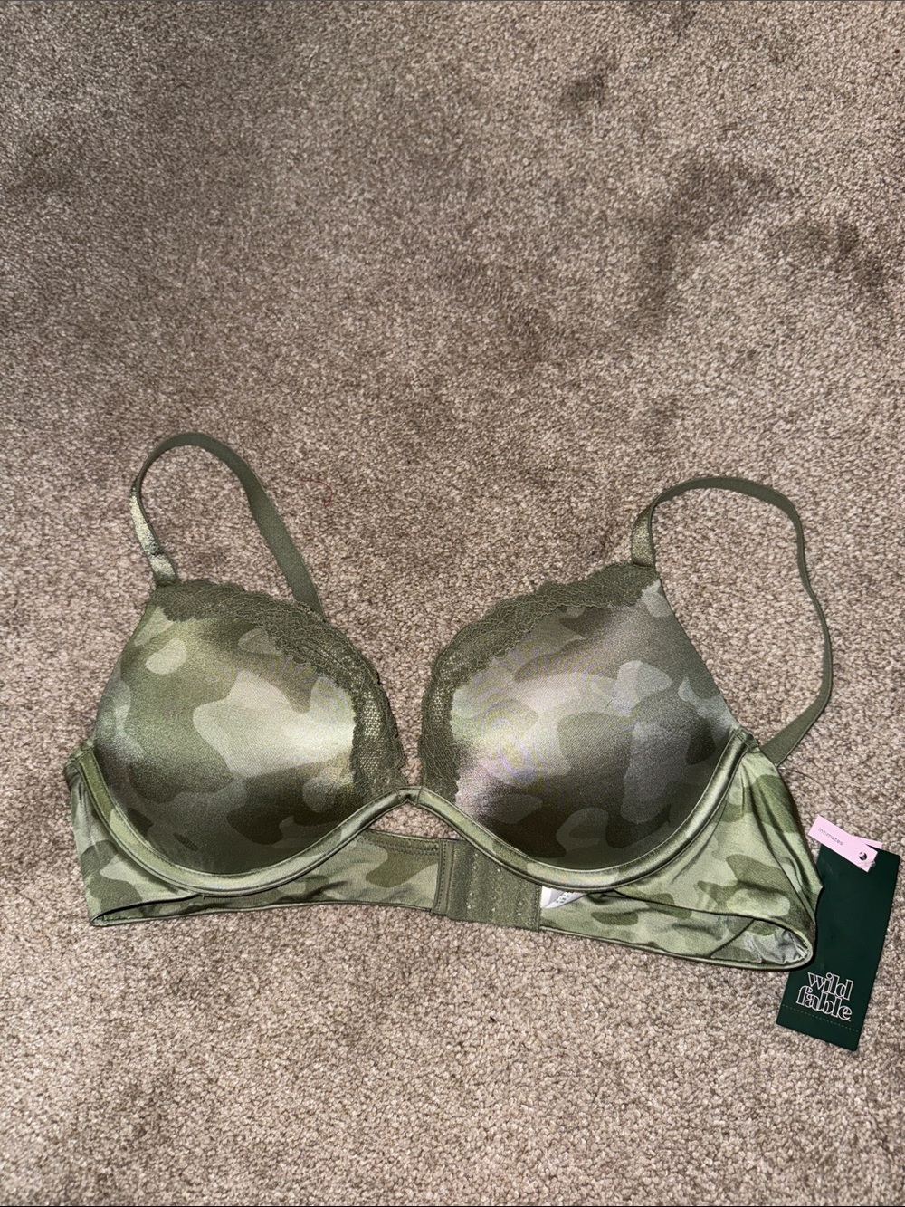 wild fable Olive Green Camo Lace Push-Up Bra